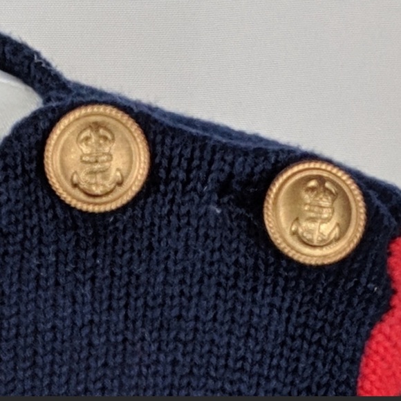 RALPH LAUREN Nautical Embroidered Flag Crest Sweater Red & Blue Striped XL NWOT! - Picture 9 of 10